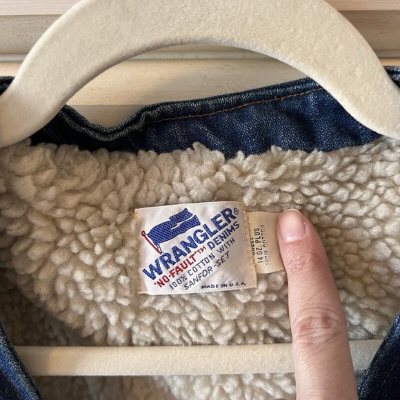 Made In USA Vintage Wrangler Denim Men's Sherpa Vest Excellent Condition Size XL - Picture 3 of 9